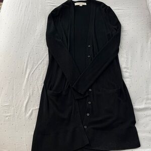LOFT Black Long Button-Up Cardigan